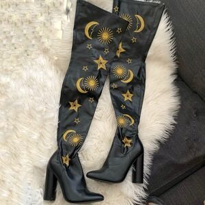 KOI Astrid Over Knee Thigh High Boots Sun Moon Stars